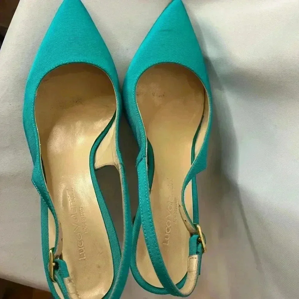 Turquoise sling heels by Luca Valentini  size 6.5 - Picture 6 of 10